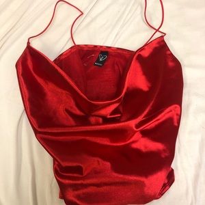 Windsor red satin bodysuit